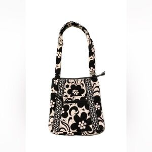 Vera Bradley cross body bag adjustable strap black and white flower print